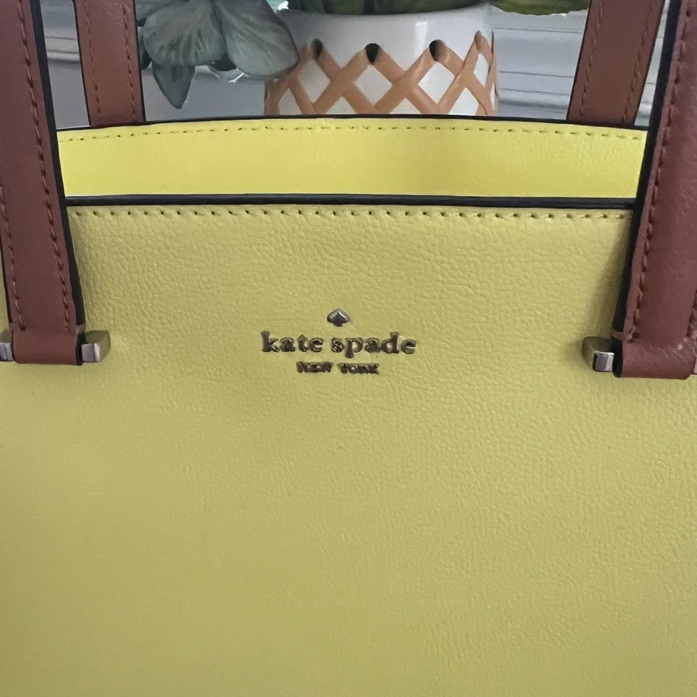 Kate Spade Yellow and White Satchel
